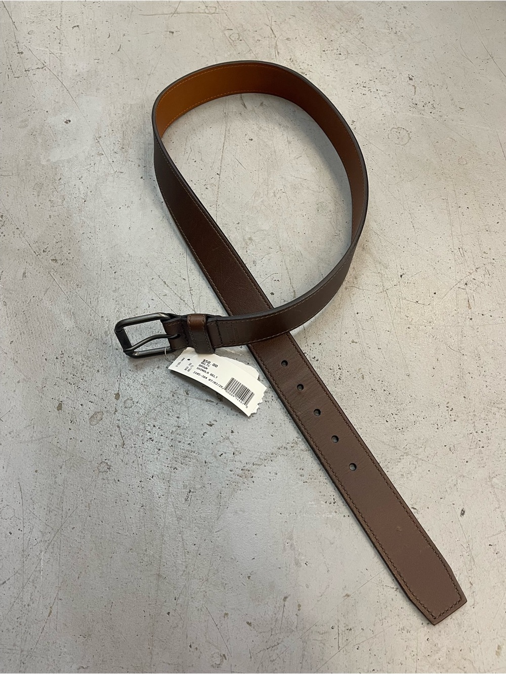 Shinola Men's Brown Leather Belt with Metal Buckle